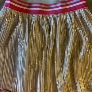 Silver Pleated Skirt with Pink Waistband